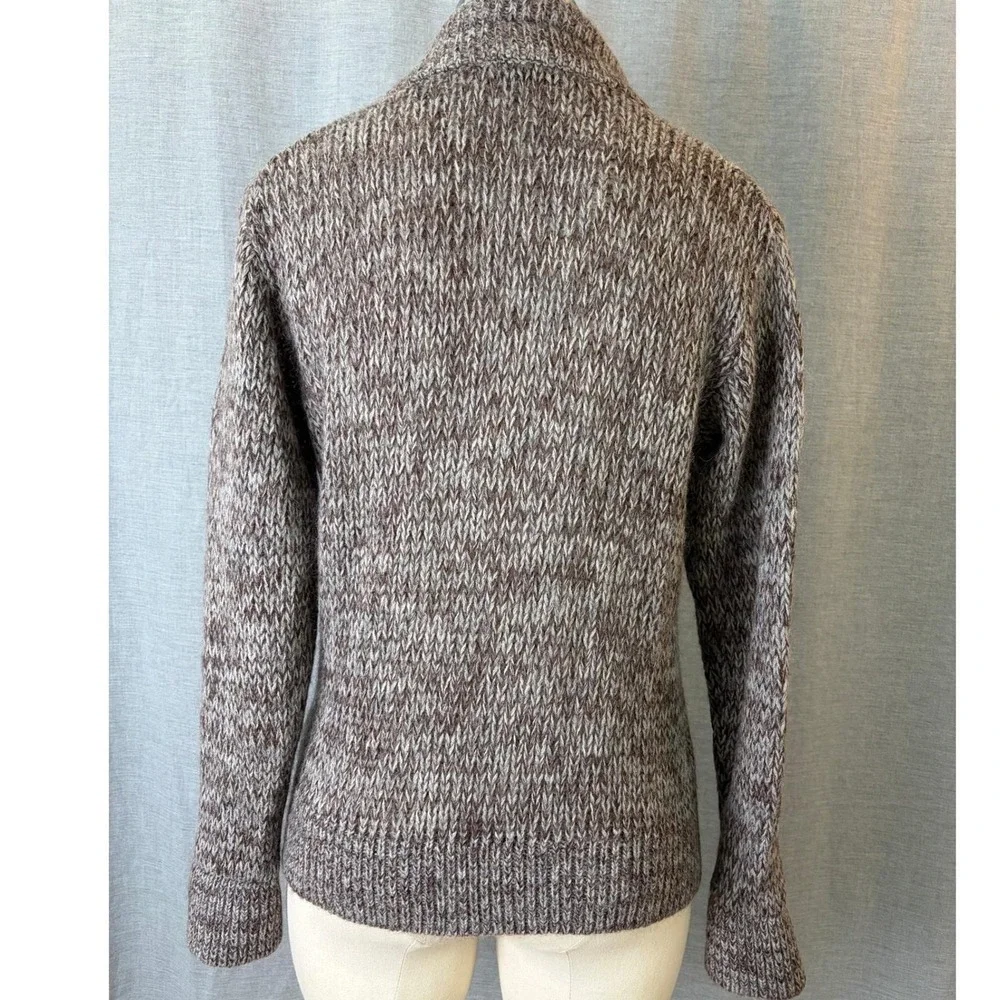 Vintage Florentine Flowers Brown Marled Knit‎ Tie Neck Sweater Wool Blend 44